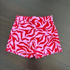 SPANX Stylish Red and Pink Patterned Women's Shorts